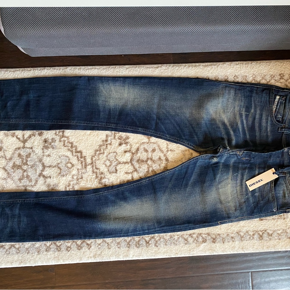 Diesel Blue Skinny Jeans with Vintage Fading